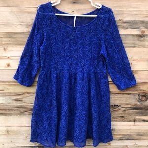 Free People | Shake It Up Blue Lace Dress Large